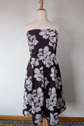 City Chic Strapless Fit and Flare Black Rose Midi Dress Size L