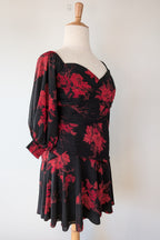 City Chic Crimson Garden Ruched Off The Shoulder Dress Size S