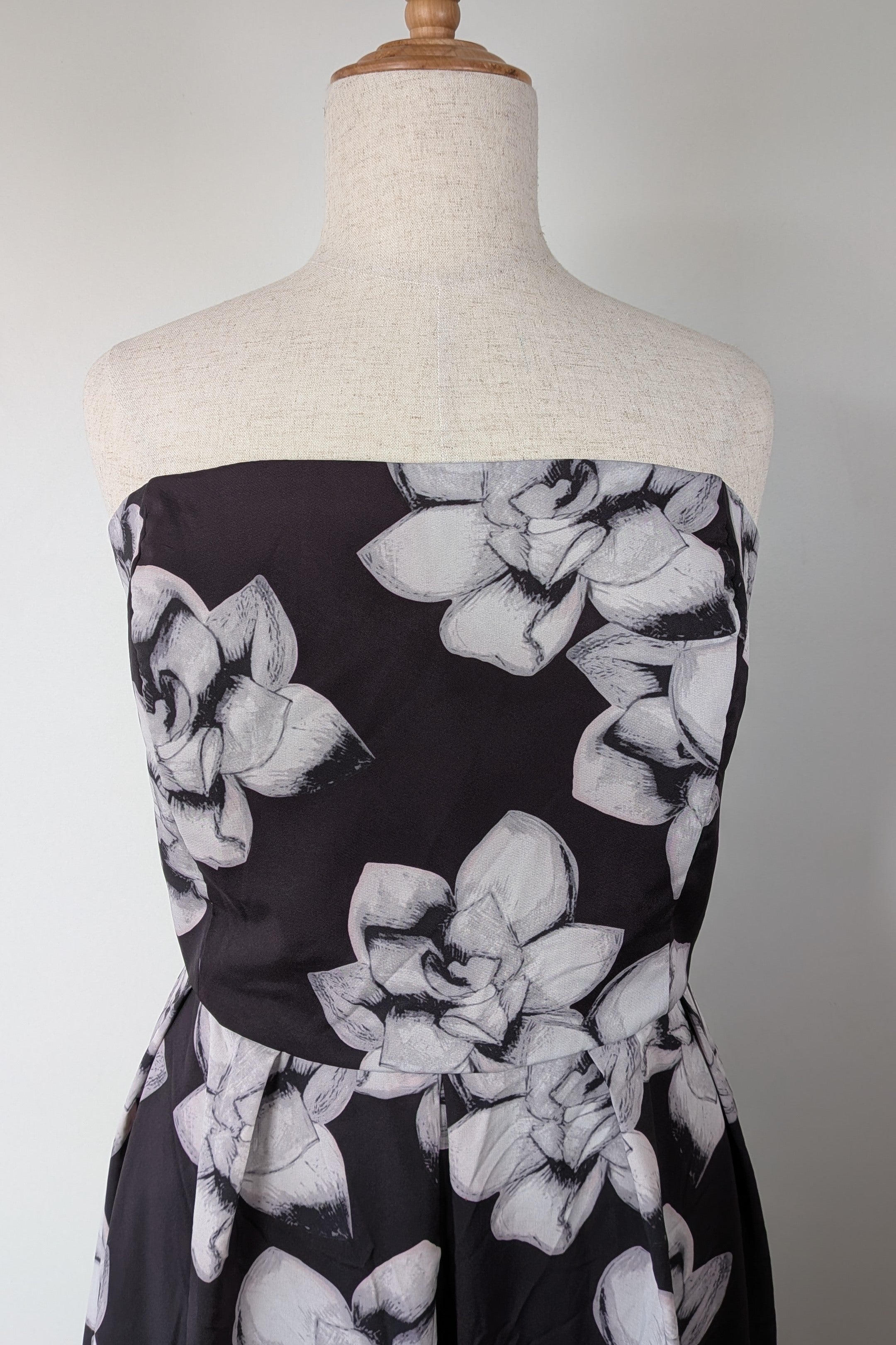 City Chic Strapless Fit and Flare Black Rose Midi Dress Size L