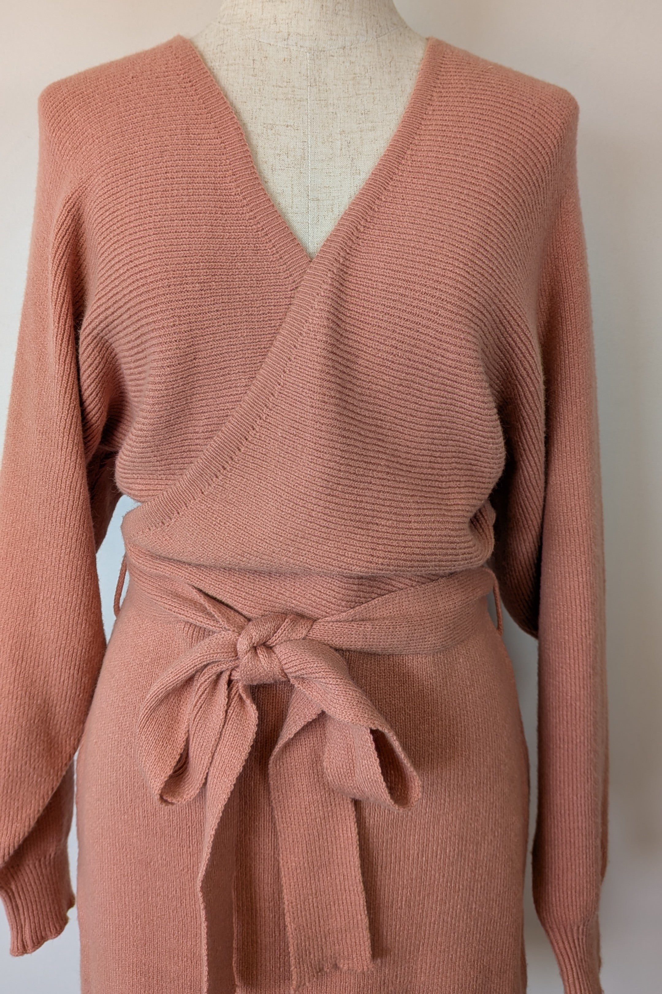Miracle Fashion Apricot Sweater Wrap Dress Size M/L Brand New With Tags