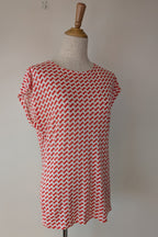 Country Road Geometric Red White Print Top Size S