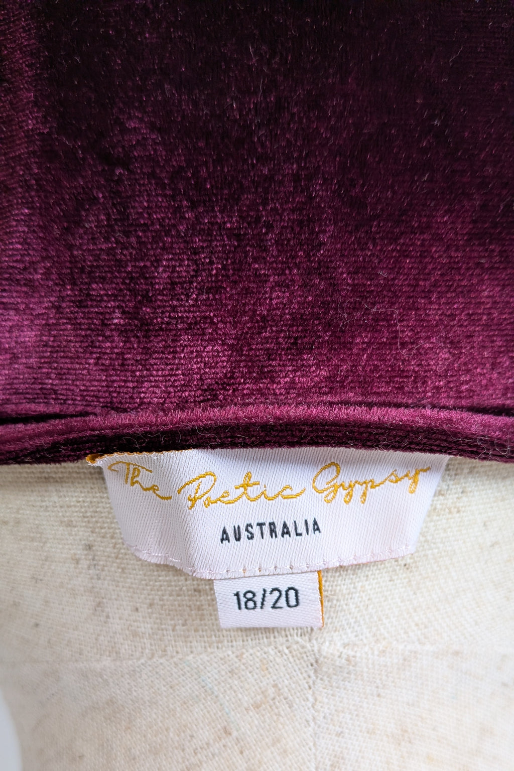 The Poetic Gypsy Burgundy Velvet Top Size 18/20