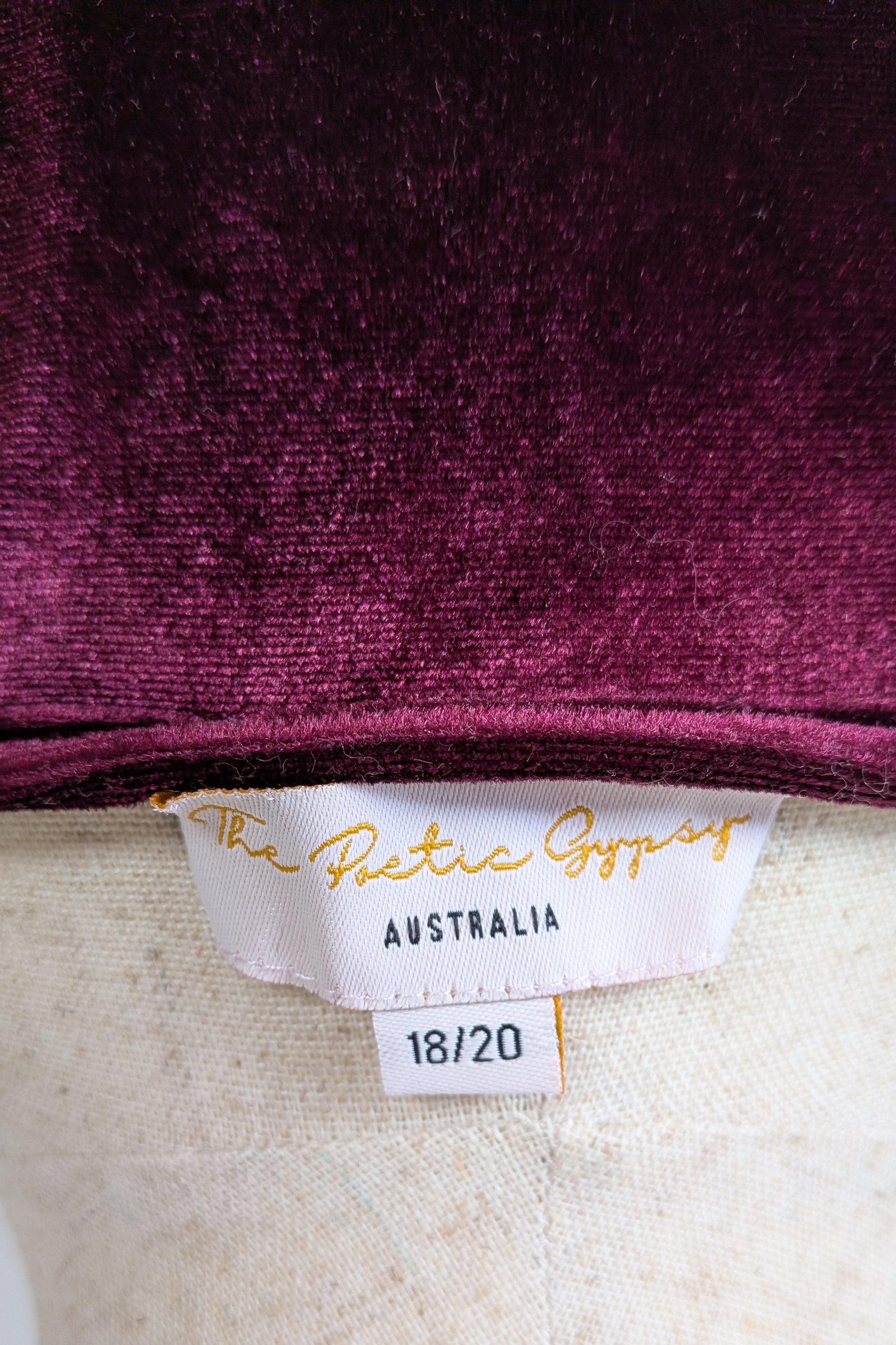 The Poetic Gypsy Burgundy Velvet Top Size 18/20