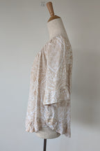 W Lane Linen Blend Beige & White Paisley Print Top Size 10