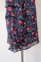 Liz Jordan Designer Collection Frill Trim Lurex Printed Top in Midnight Size 8 BNWT RRP $139.99