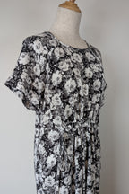 Veducci Linen Blend Floral Monochrome Dress Size 10