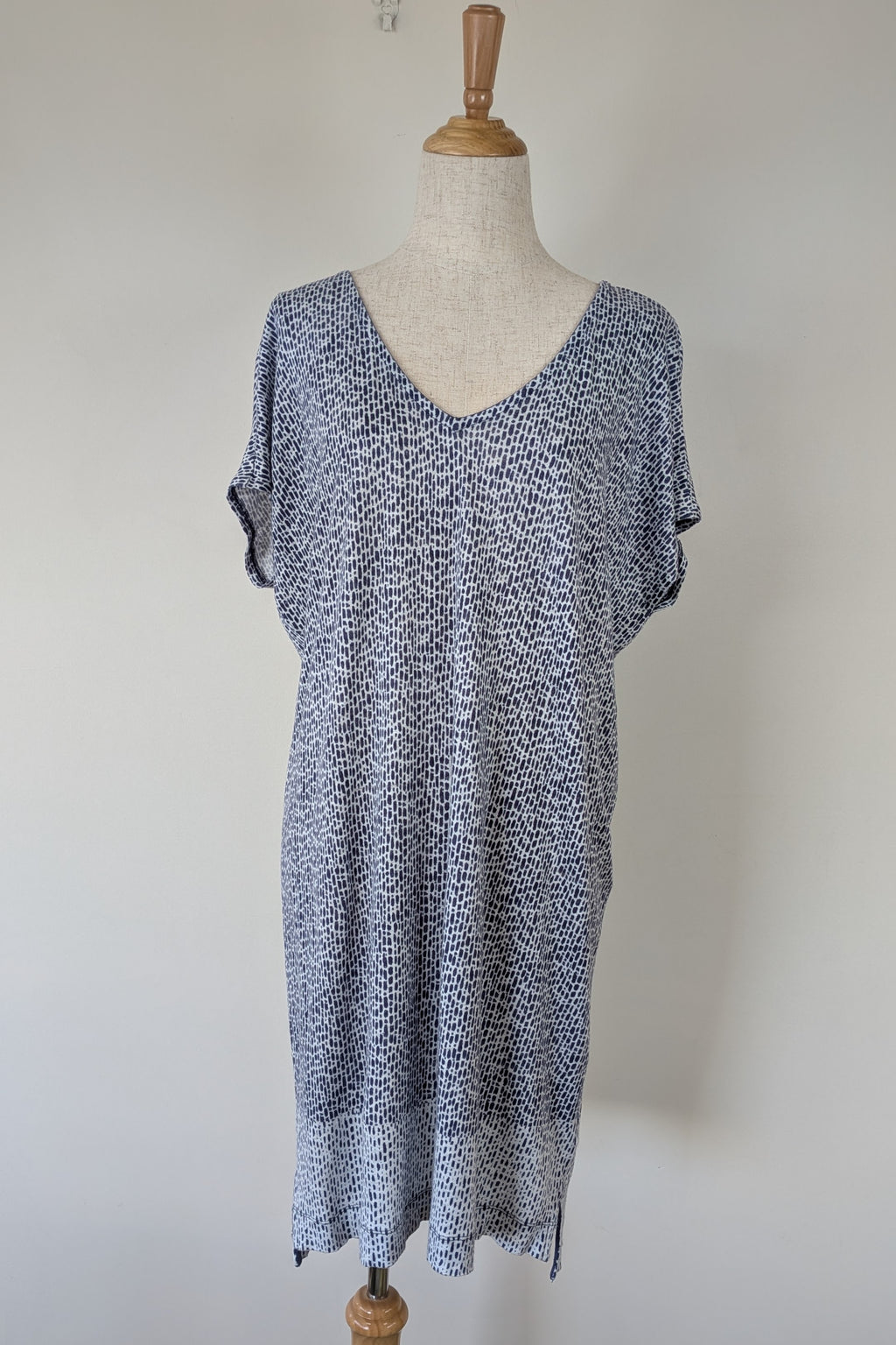 Sportscraft 100% Linen Blue & White Speckled Dress Size 8