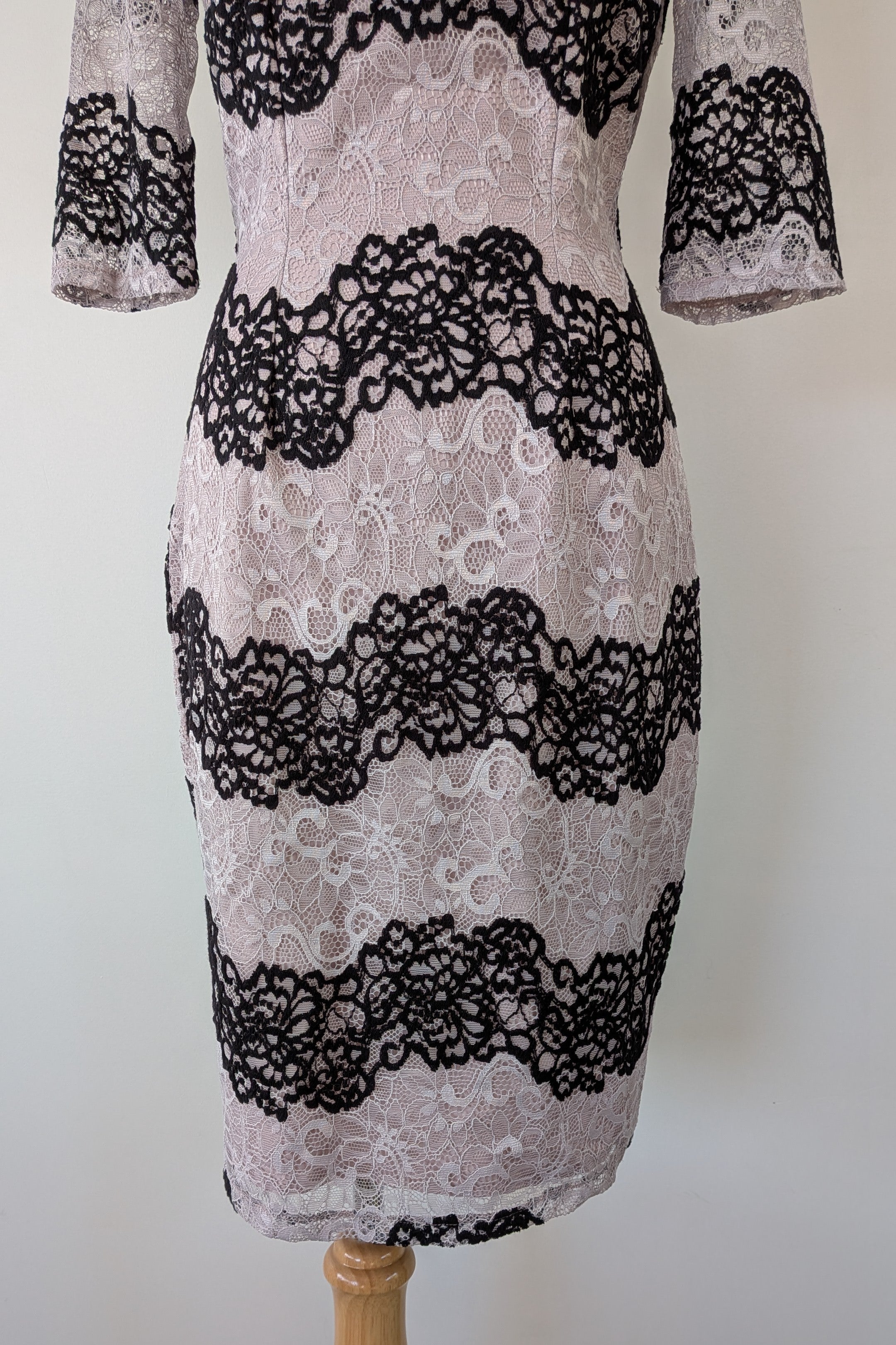 Little Mistress Black & Lilac Lace Bodycon Dress Size 8 Brand New With Tags