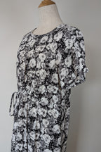 Veducci Linen Blend Floral Monochrome Dress Size 10