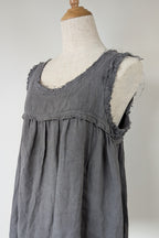 Montaigne Grey Pur Frayed Singlet Top in Linen Size S
