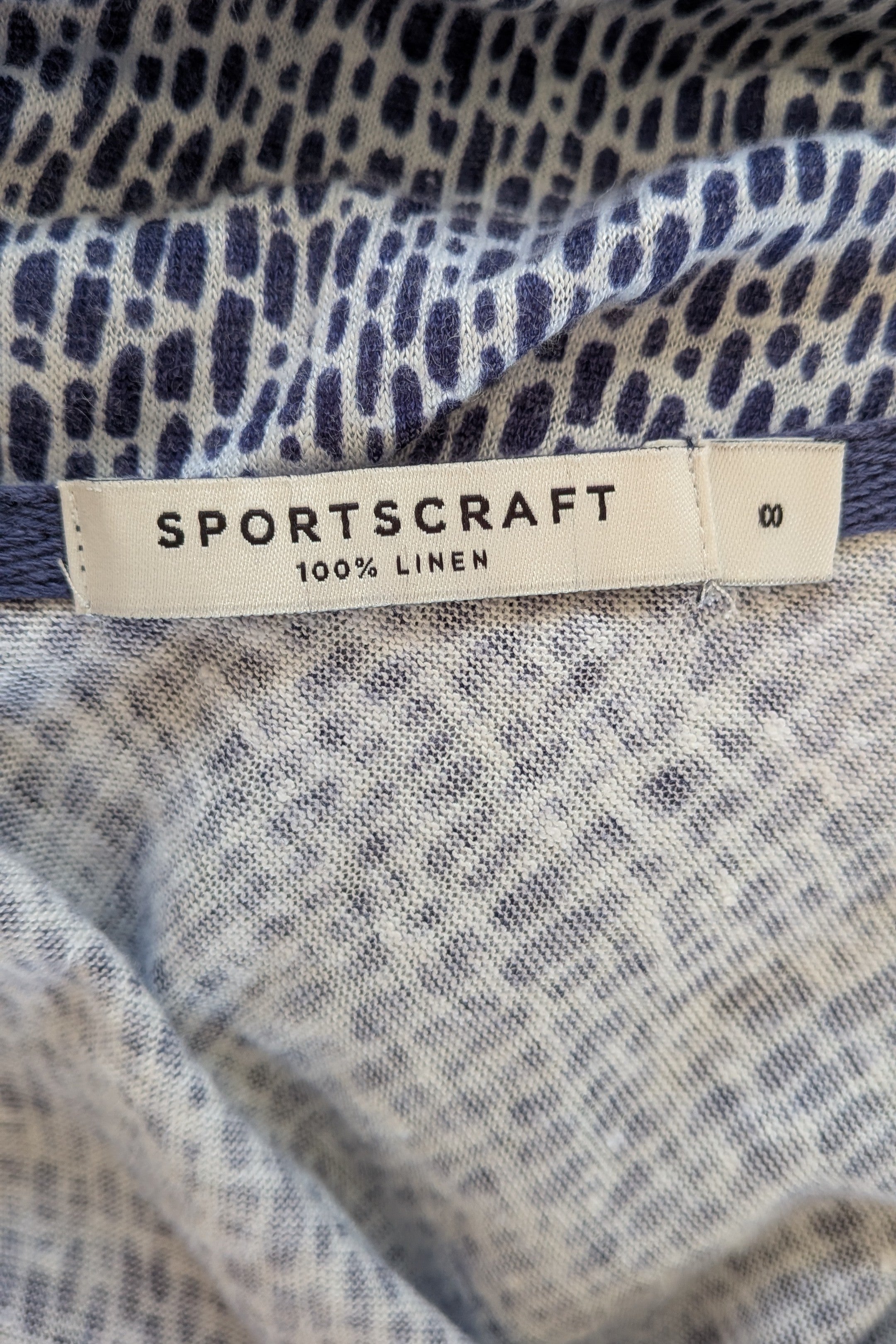 Sportscraft 100% Linen Blue & White Speckled Dress Size 8