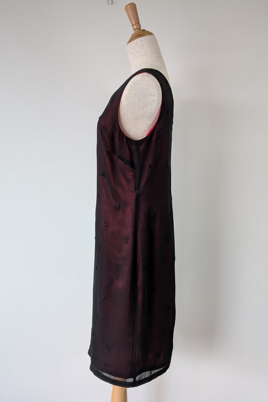 Vintage Y2K Suzanne Grae Red & Black Overlay Dress Size 12