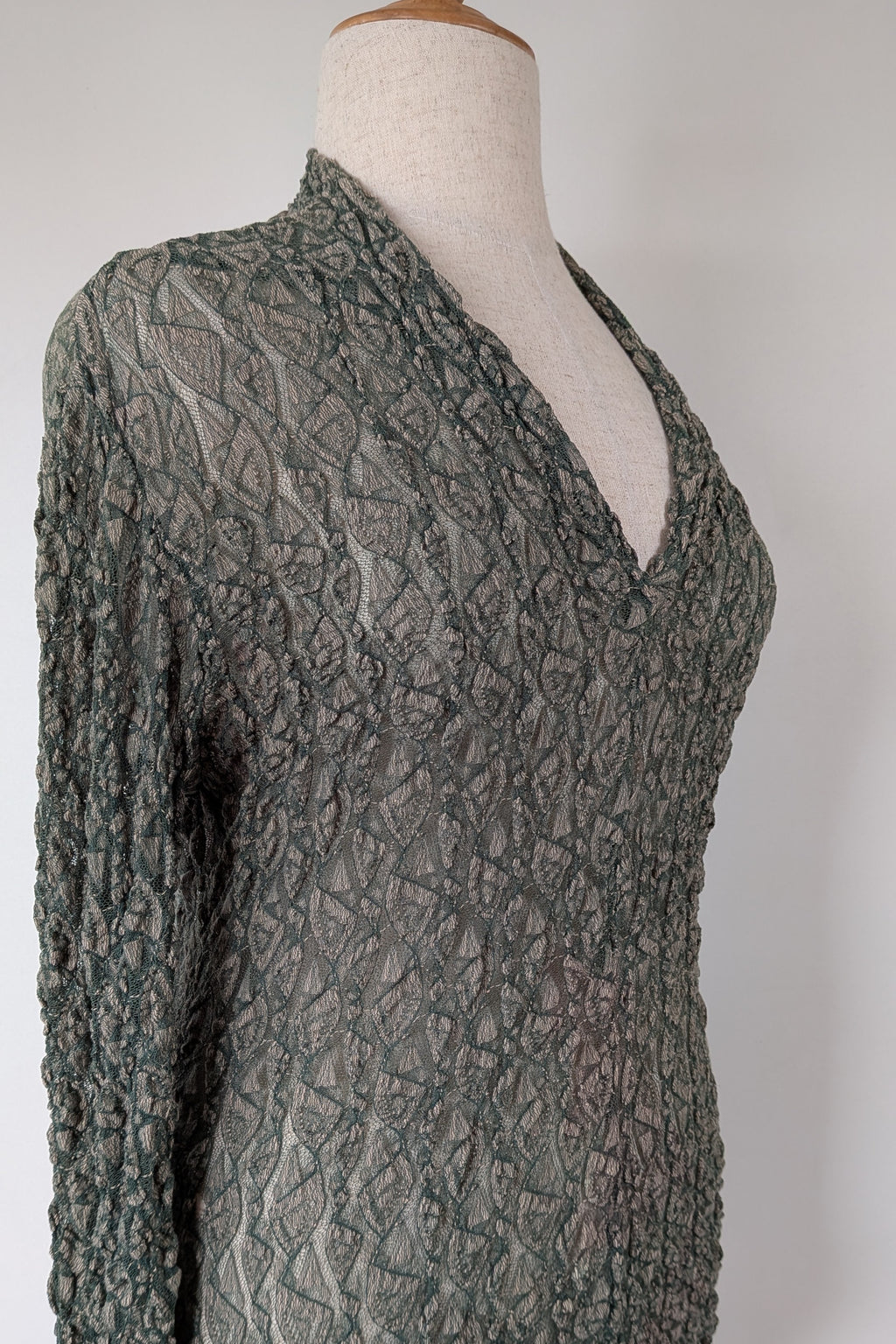 Vintage Y2K Envy Me Green Bouclé Weave Tunic One Size