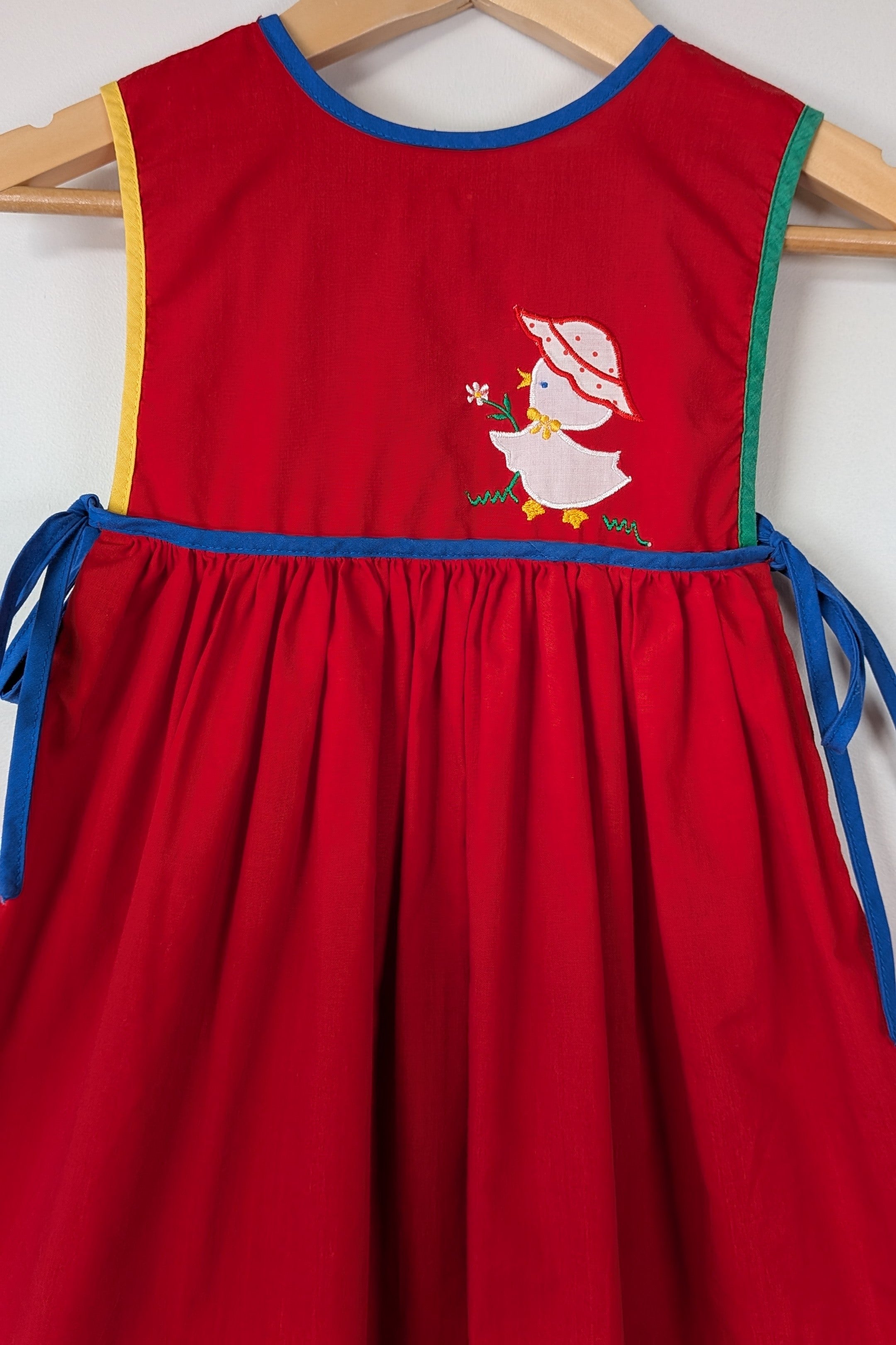 Vintage 90s Baby Love Embroidered Duck Pinafore Dress Size 3