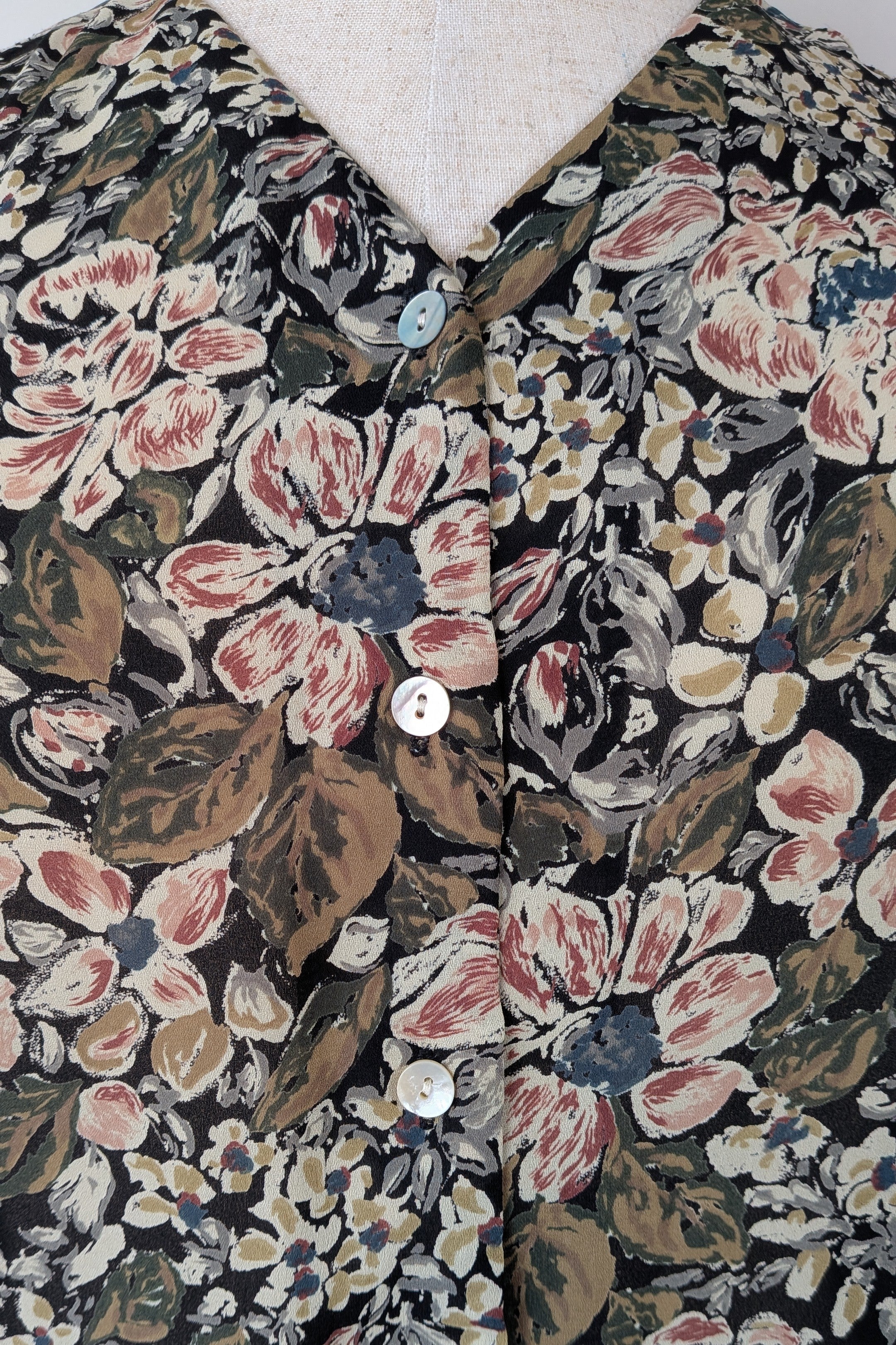 Vintage 90s Peter Andrew Earthy Floral Shirt Size 16