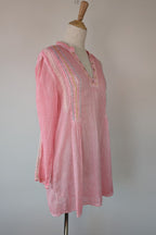 Nemuki Pink Embroidered 100% Cotton Gauze Kurta Tunic Size M