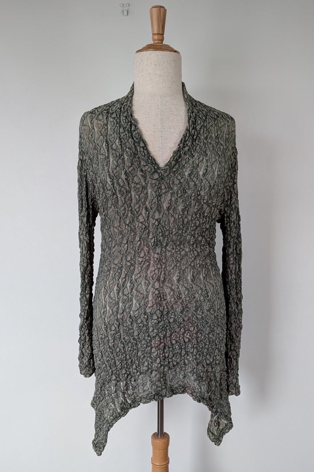 Vintage Y2K Envy Me Green Bouclé Weave Tunic One Size