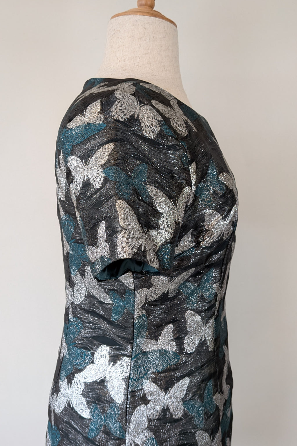 Contony Black Label Metallic Butterfly Sheath Mini Dress Size 14/16
