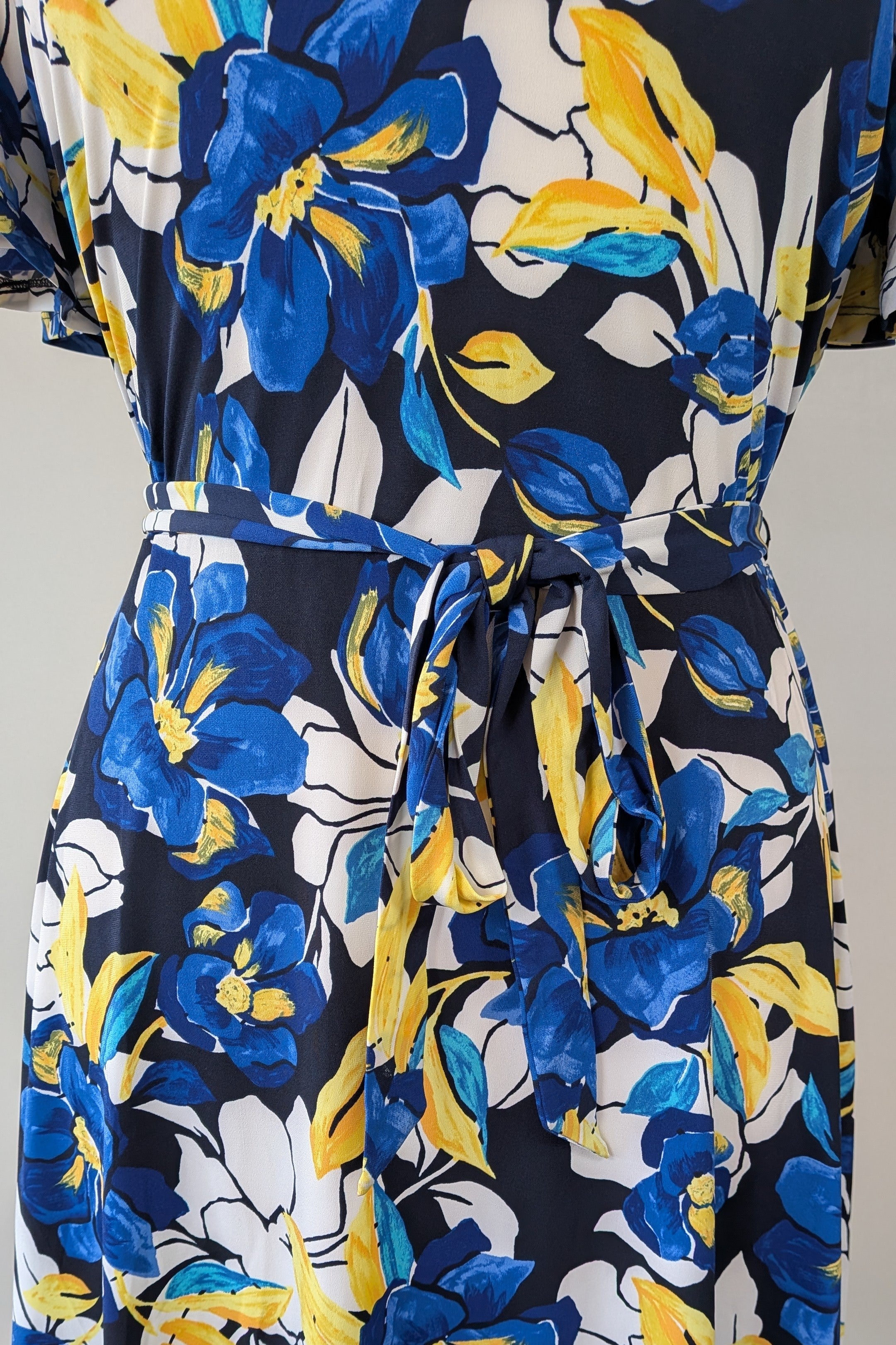 Jacqui E Blue Floral Dress Size XL Brand New With Tags RRP $149.95