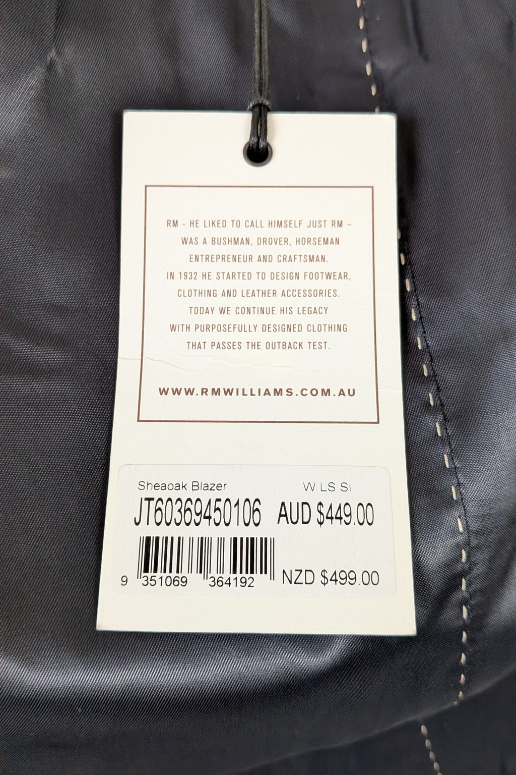 R.M. Williams Sheaoak Blazer Size 6 BNWT RRP $449