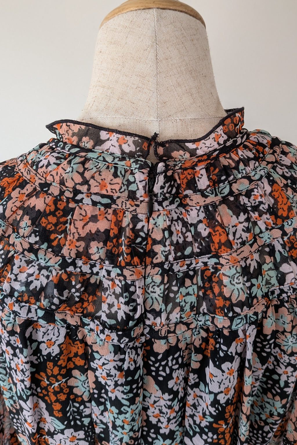 Topshop Floral Print Ruched Mini Dress Sz 14 RRP $80