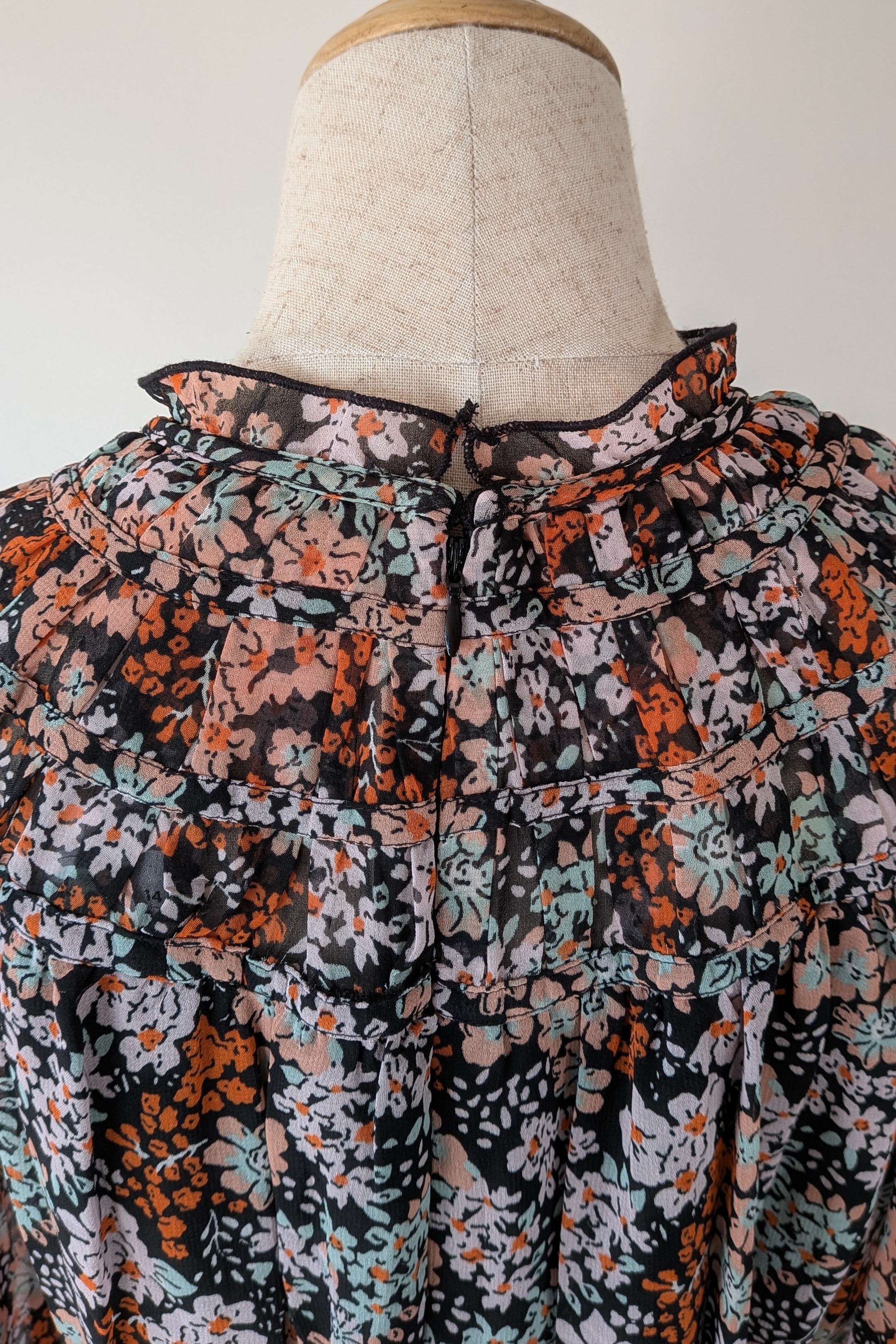 Topshop Floral Print Ruched Mini Dress Sz 14 RRP $80