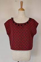 Revival Retro Red & Black Pom Pom Top Size 14