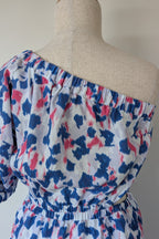 Witchery Linen One Shoulder Watercolour Print Midi Dress with Cut Out Size 16