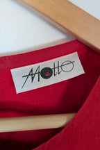 Vintage 90s Motto Red Sleeveless 100% Linen Shirt Size 16