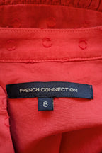 French Connection Geranium Polka Dot 100% Cotton Flutter Sleeve Dress Size 8