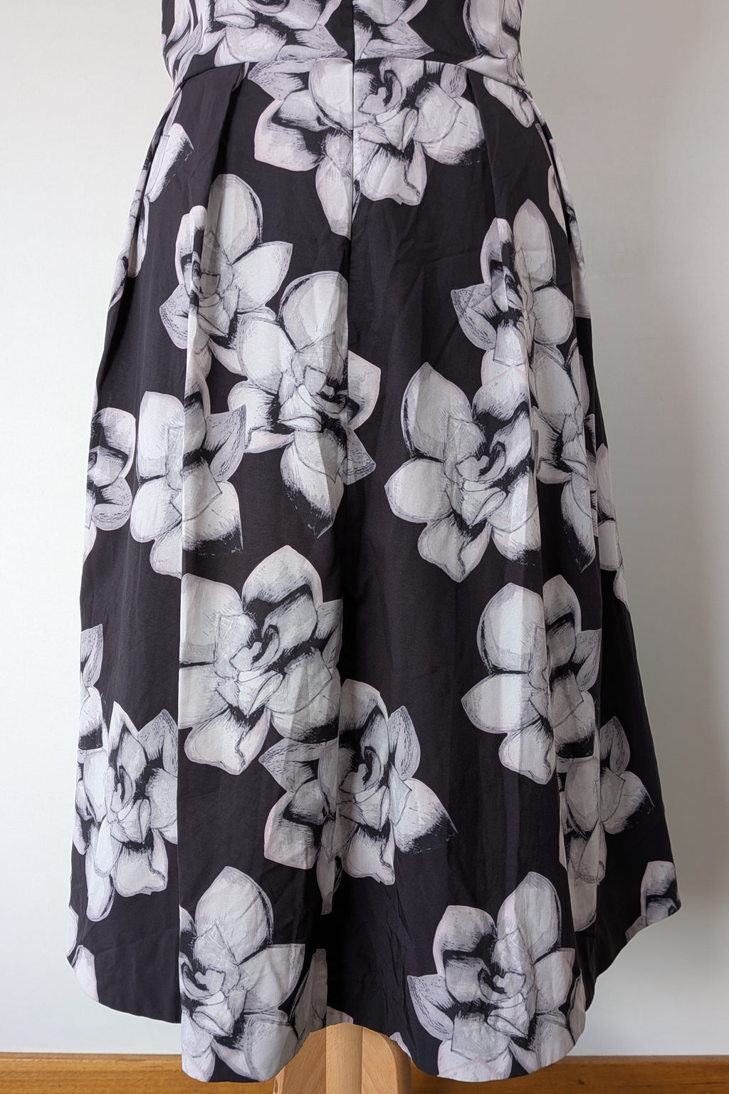 City Chic Strapless Fit and Flare Black Rose Midi Dress Size L