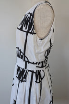Orientique Black White Arty Linen Cotton Dress Size 10