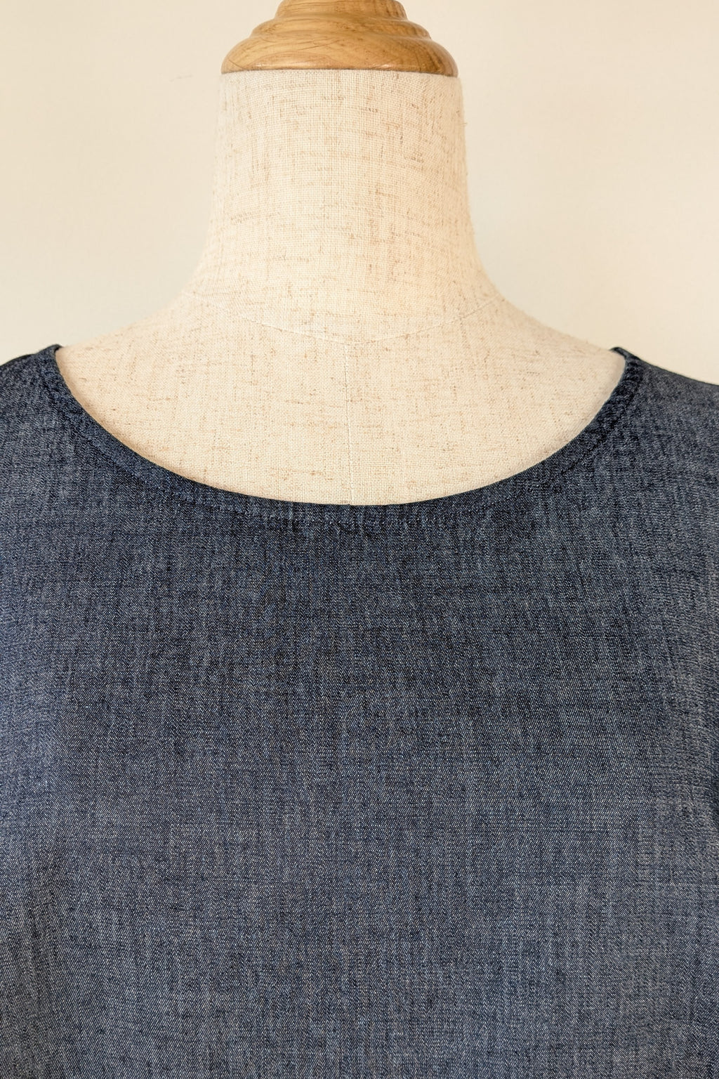 158C Blue Denim Cotton Blend Top in One Size