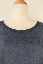 158C Blue Denim Cotton Blend Top in One Size