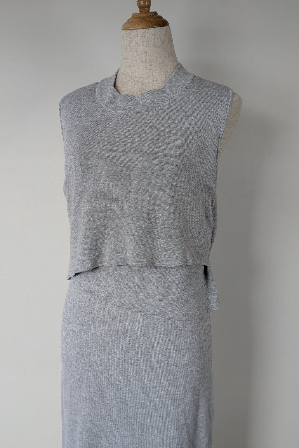 Ripe Maternity Silver Marle Layered Knit Nursing Dress Size M