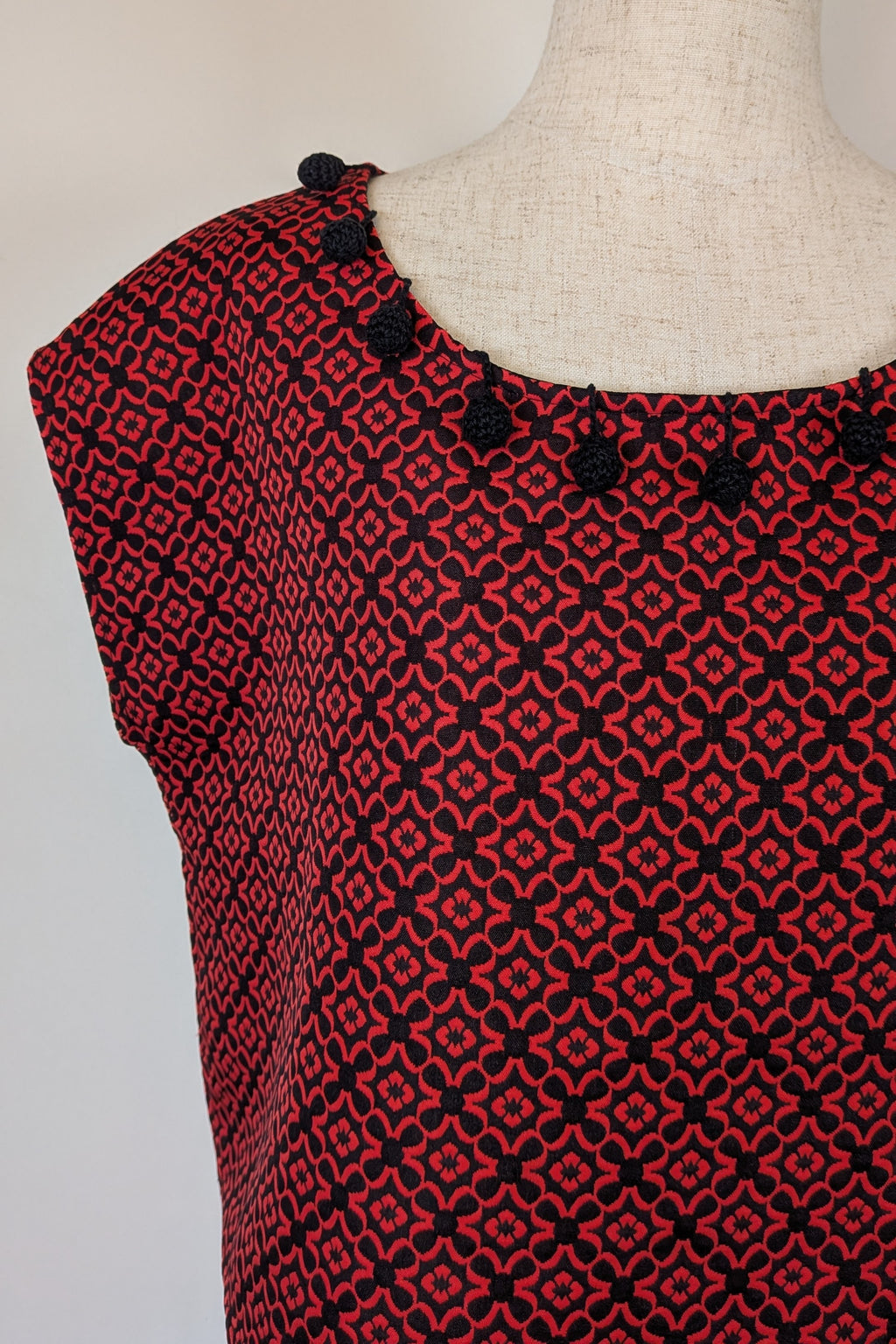 Revival Retro Red & Black Pom Pom Top Size 14