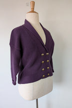 Vintage 80s Casaveen Pure New Wool Purple Cardigan (Made in Tasmania) Size 14