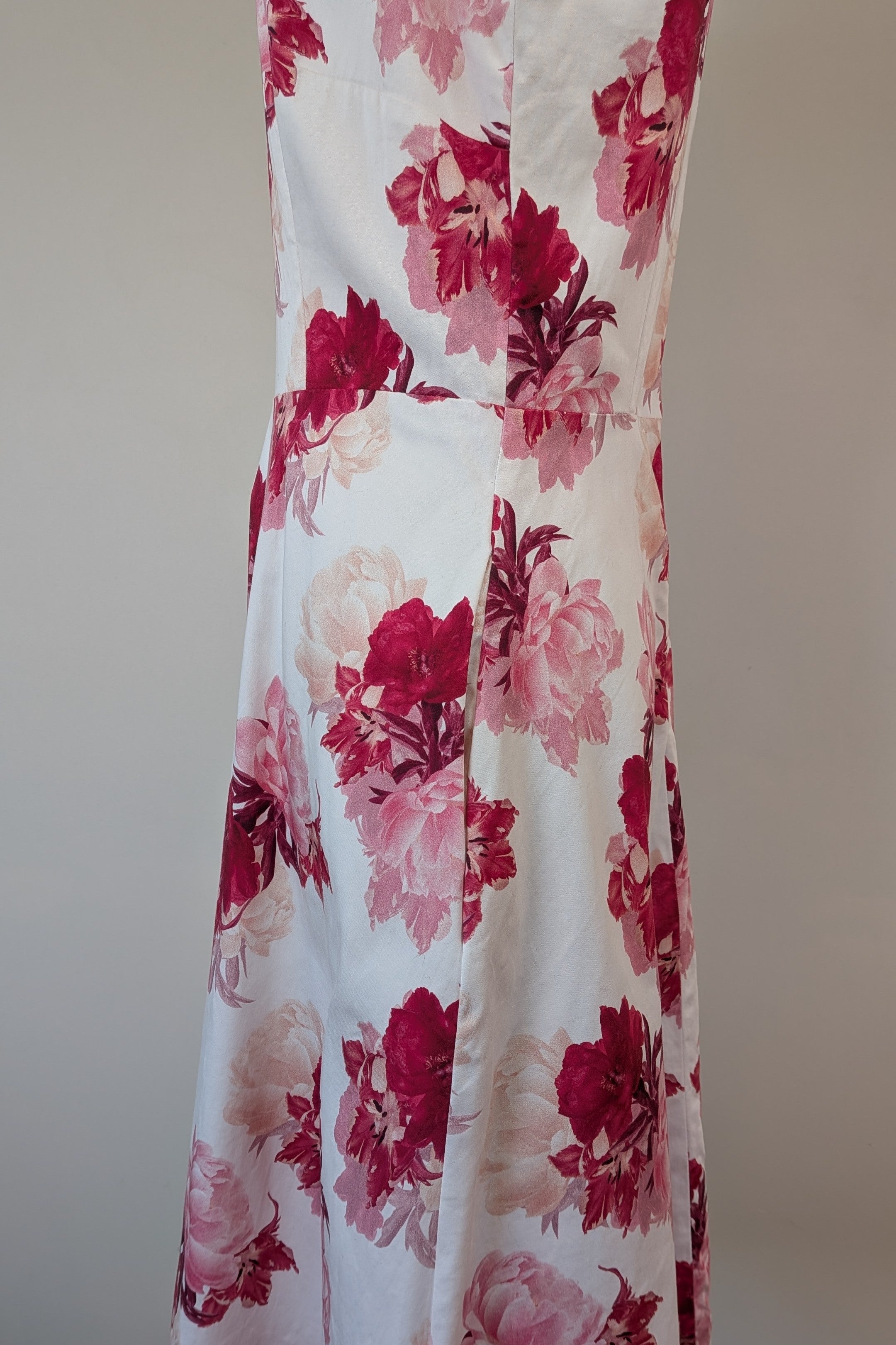 Portmans White & Pink Floral Fit and Flare Dress Size 10