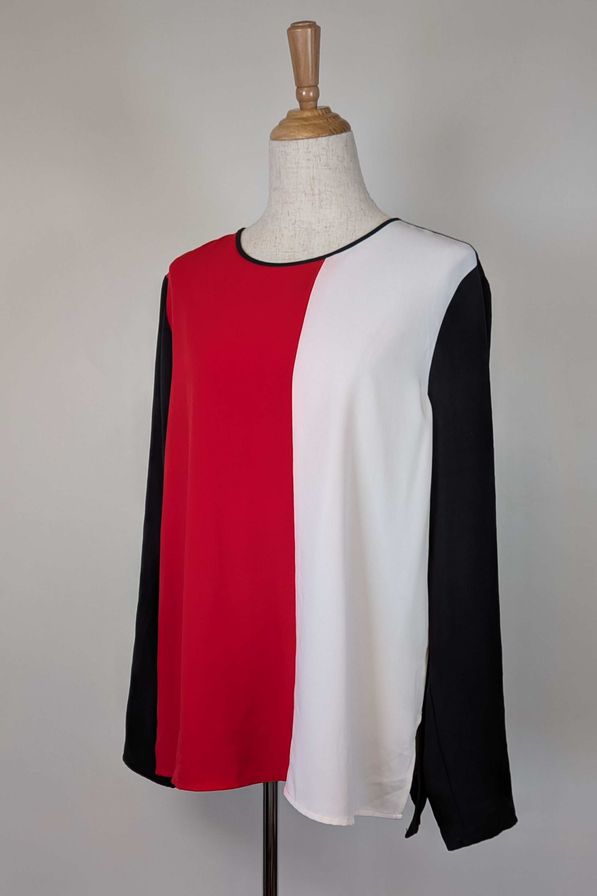 Piper Colourblock Black Red White Long Sleeve Shirt Size 14 Brand New With Tags RRP $89.95
