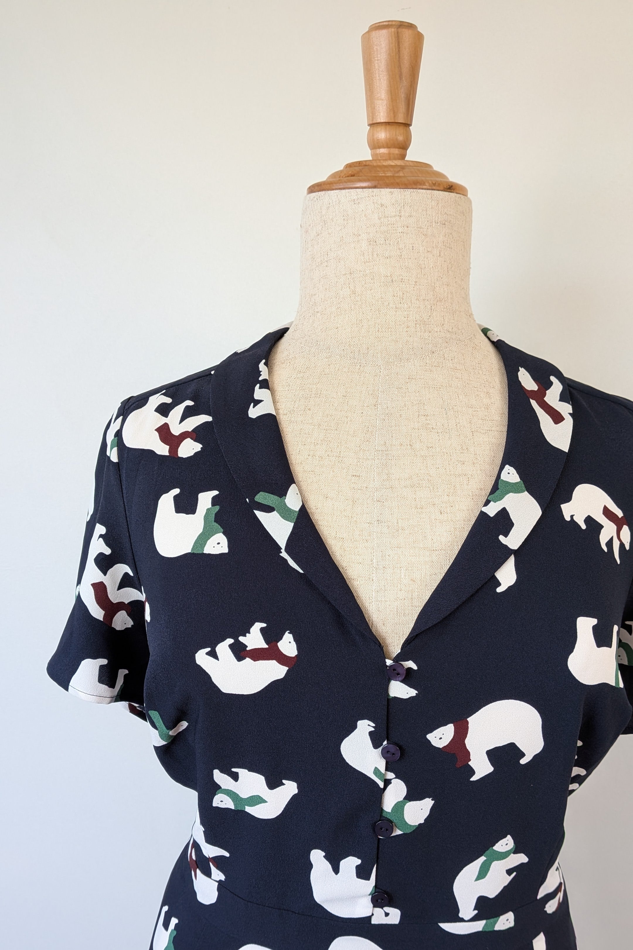 Modcloth Susan Bee Anthony Polar Bear Navy Fit & Flare Dress Size 20