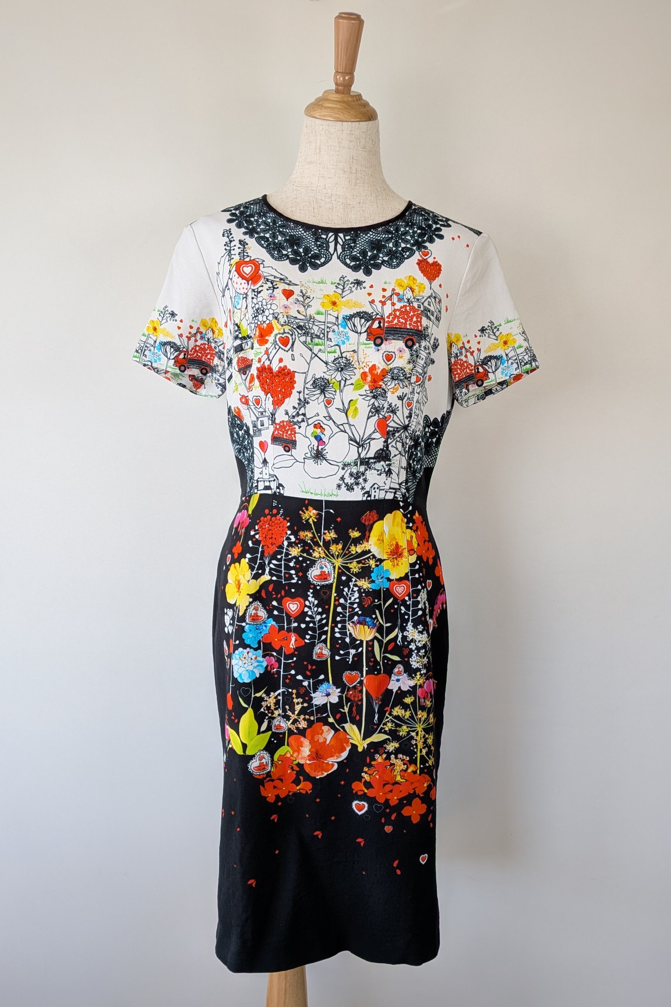 Piccione.Piccione Italian Designer Printed A-Line Dress Size 10/12