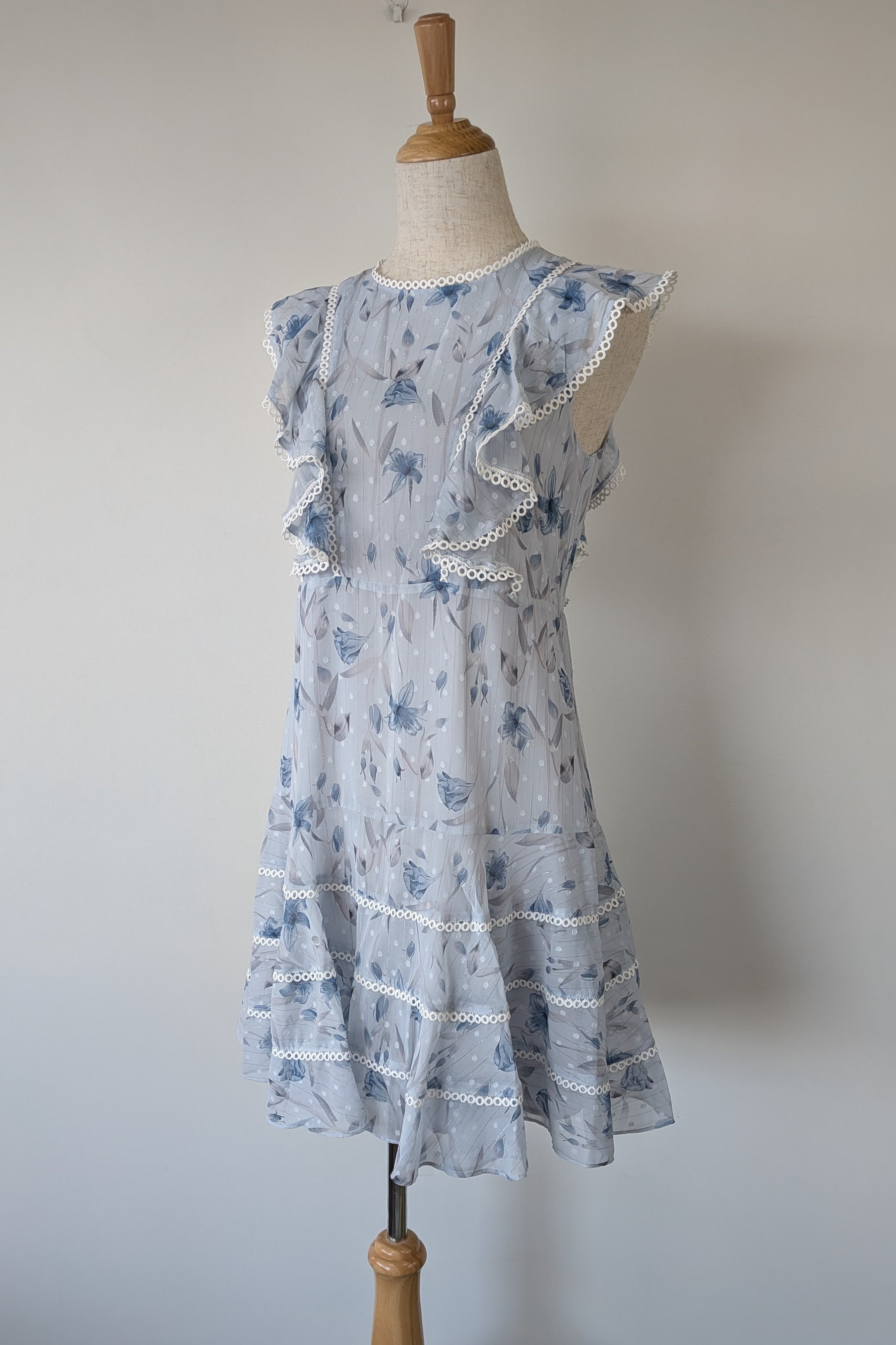 Bardot Junior Sadie Trim Dress in Blue Lily Size 16