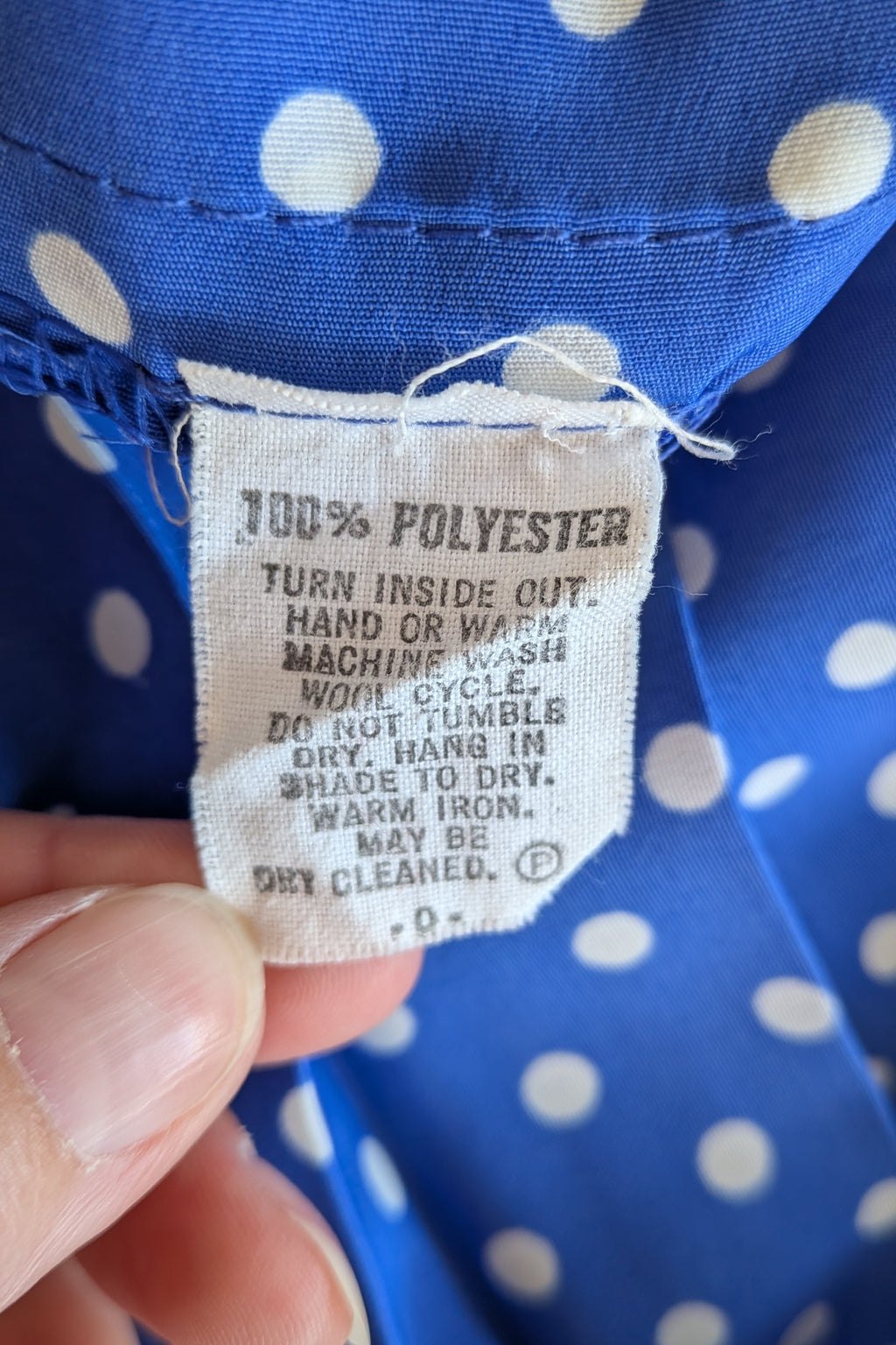 Vintage 80s Today's Classics Blue & White Polka Dot Pleated Tea Dress Size 12
