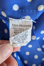 Vintage 80s Today's Classics Blue & White Polka Dot Pleated Tea Dress Size 12