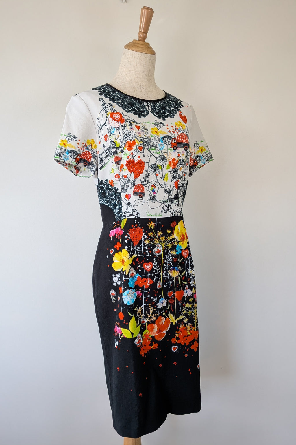 Piccione.Piccione Italian Designer Printed A-Line Dress Size 10/12