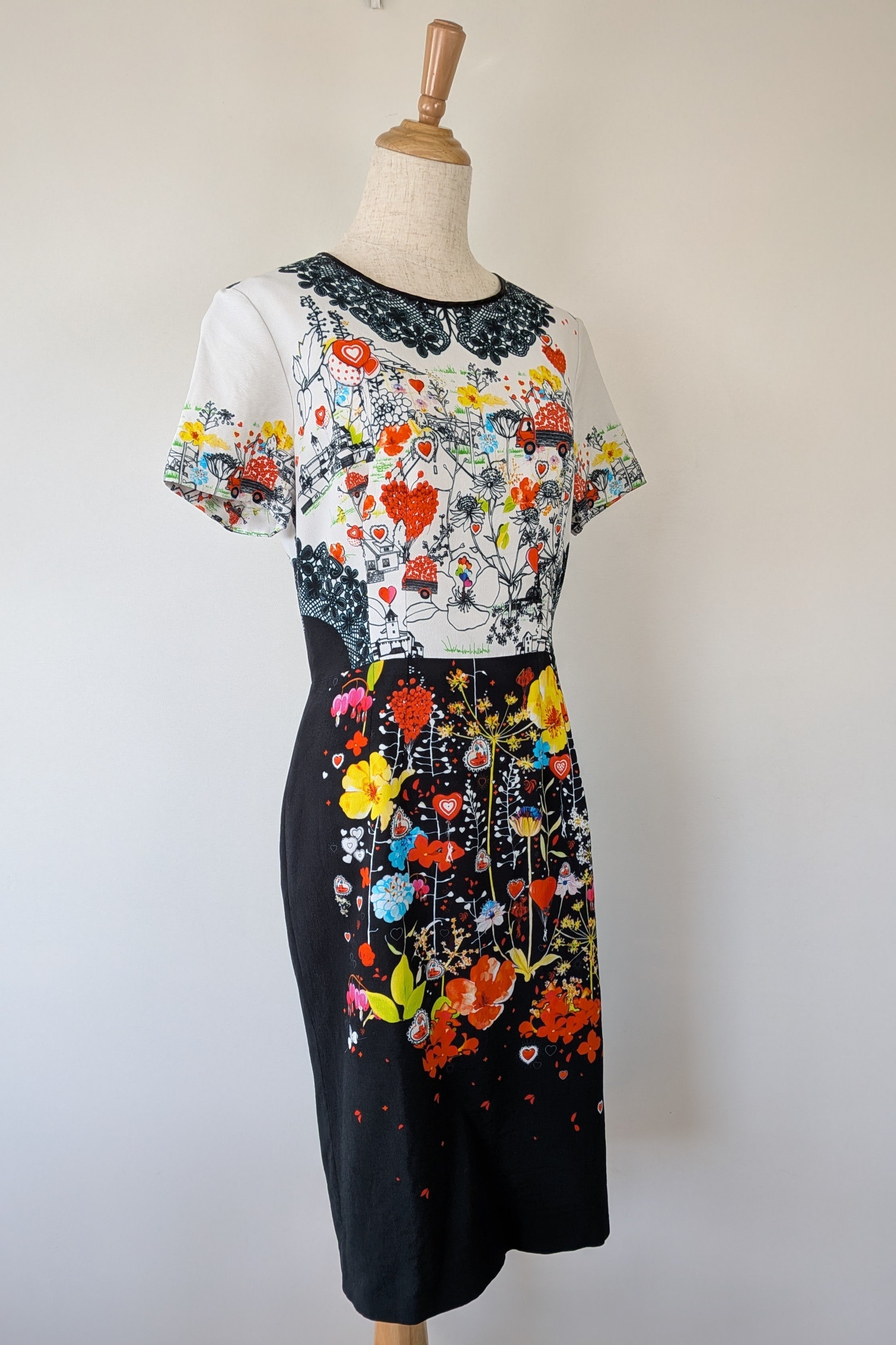 Piccione.Piccione Italian Designer Printed A-Line Dress Size 10/12