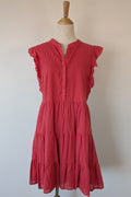 French Connection Geranium Polka Dot 100% Cotton Flutter Sleeve Dress Size 8
