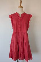 French Connection Geranium Polka Dot 100% Cotton Flutter Sleeve Dress Size 8