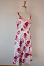 Portmans White & Pink Floral Fit and Flare Dress Size 10