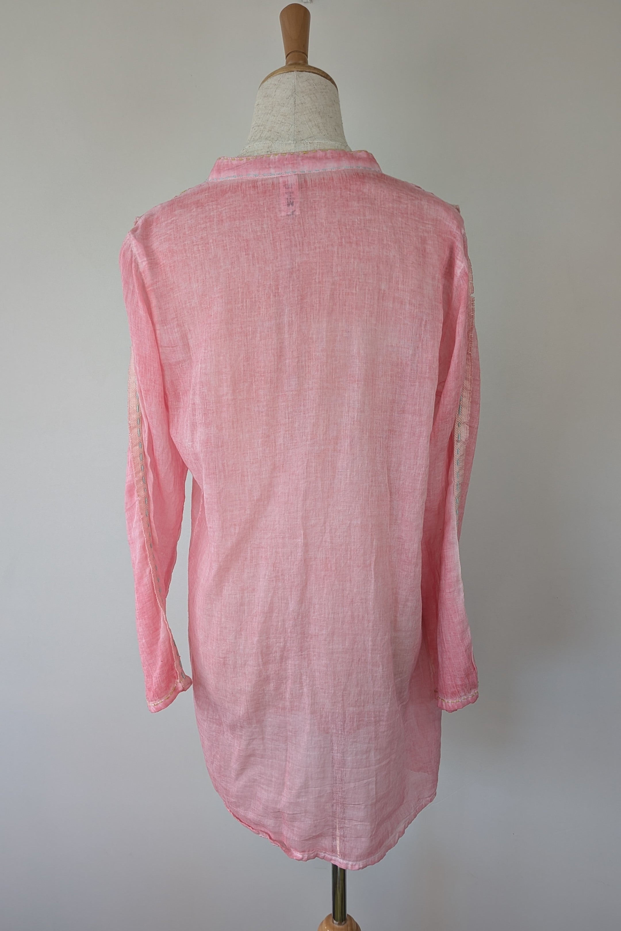 Nemuki Pink Embroidered 100% Cotton Gauze Kurta Tunic Size M